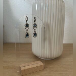 Givenchy Silver-Tone Stone & Crystal Halo Double Drop Earrings